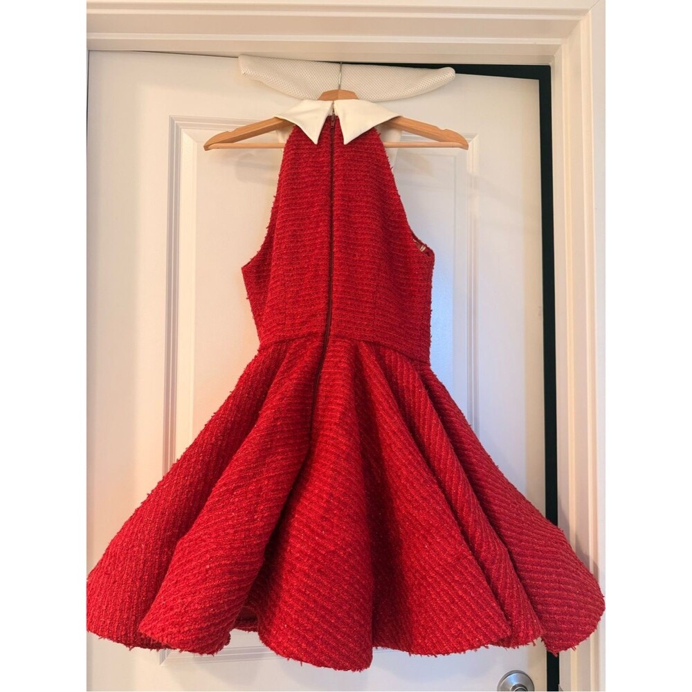 NWOT Bronx Banco Dakota Red Halter Fit-and-Flare mini Dress with Contrast Collar - Picture 5 of 13